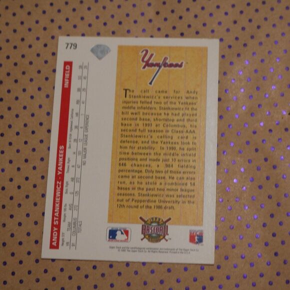 Andy Stankiewicz #779 Baseball Card - Picture 2 of 2